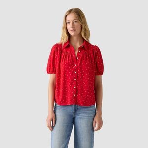 Levi's Women's Lea Short Sleeve Slim Blouse - True True Red Ditsy Floral